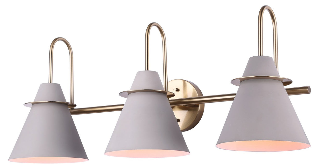 Canarm IVL1076A03MGG Three Light Vanity, Matte Grey And Gold