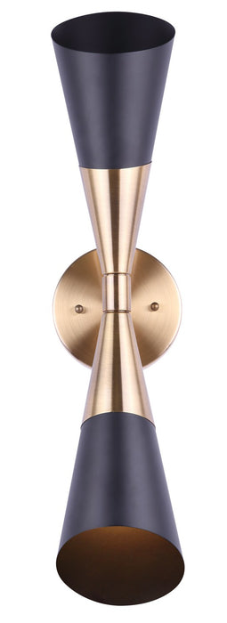 Canarm IWF1073A02BKG Two Light Wall Sconce, Matte Black And Gold
