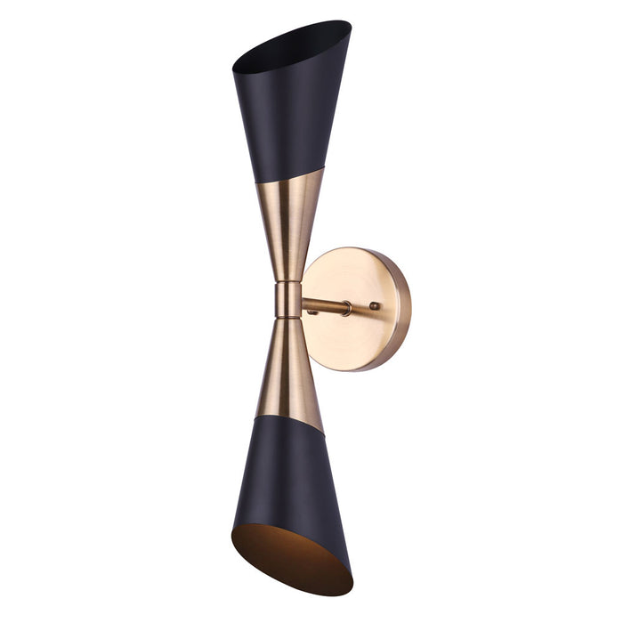 Canarm IWF1073A02BKG Two Light Wall Sconce, Matte Black And Gold