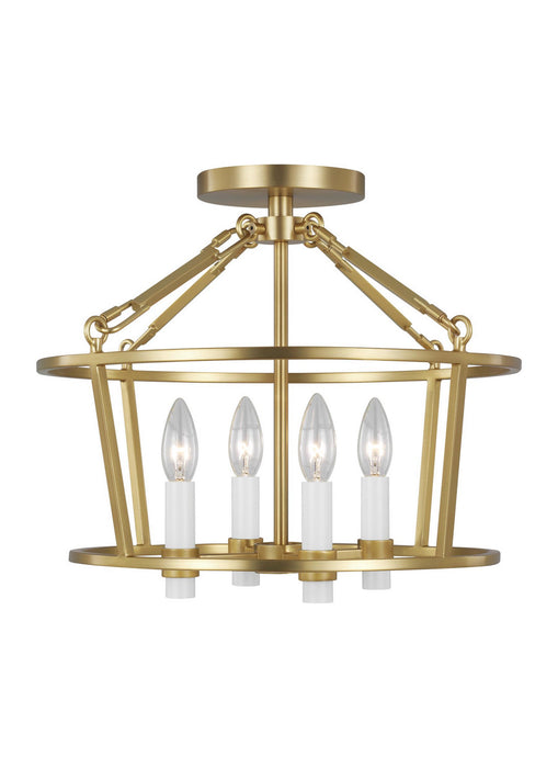 Visual Comfort Studio CF1064BBS Four Light Flush Mount, Burnished Brass