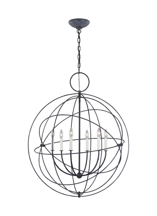 Visual Comfort Studio CP1246WGV Six Light Pendant, Weathered Galvanized