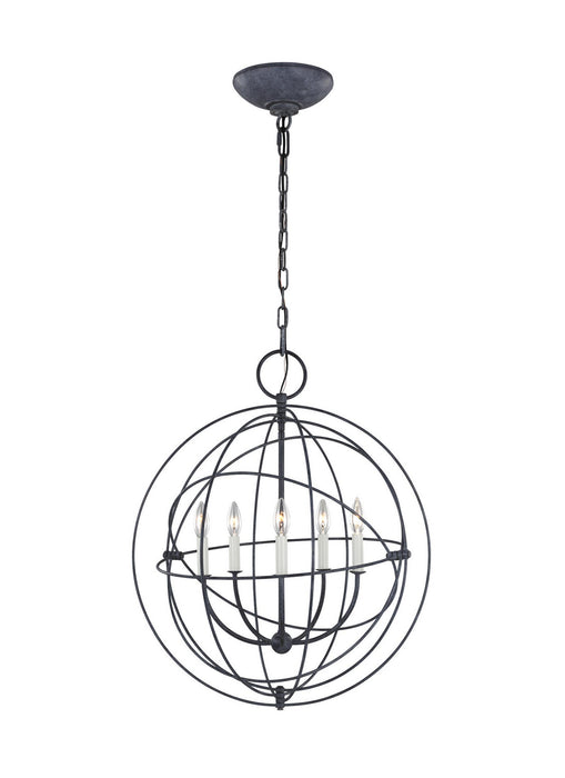 Visual Comfort Studio CP1255WGV Five Light Pendant, Weathered Galvanized
