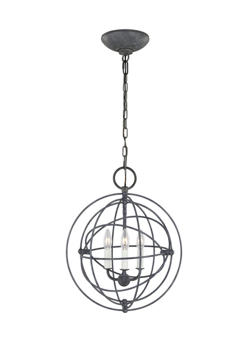 Visual Comfort Studio CP1263WGV Three Light Pendant, Weathered Galvanized