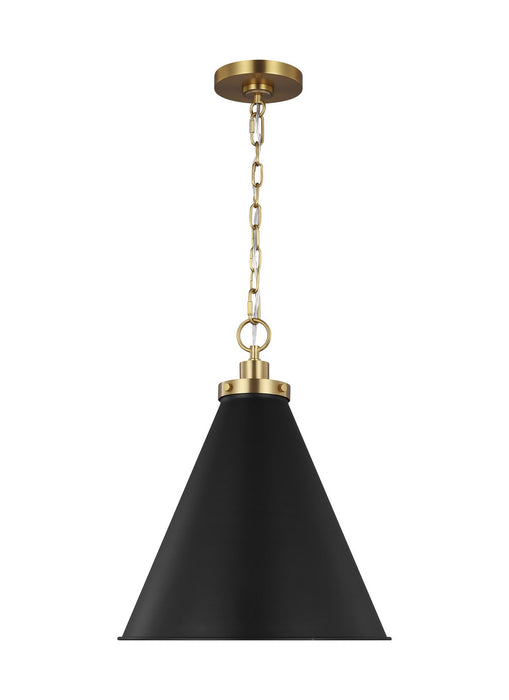 Visual Comfort Studio CP1271MBKBBS One Light Pendant, Midnight Black and Burnished Brass