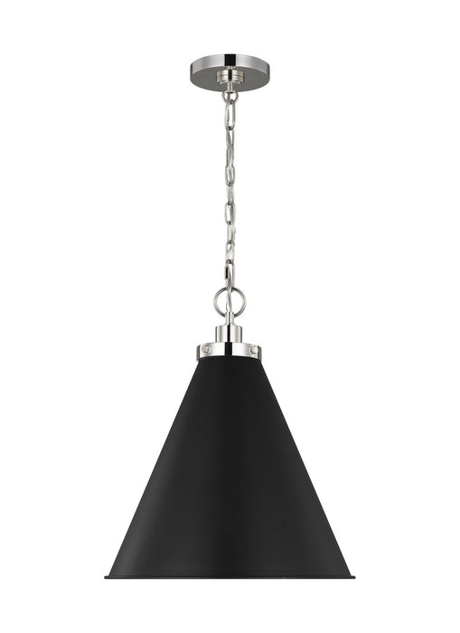 Visual Comfort Studio CP1271MBKPN One Light Pendant, Midnight Black and Polished Nickel