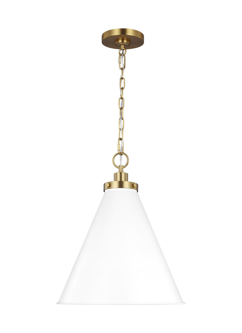 Visual Comfort Studio CP1271MWTBBS One Light Pendant, Matte White and Burnished Brass