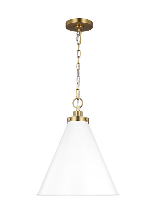 Visual Comfort Studio CP1271MWTBBS One Light Pendant, Matte White and Burnished Brass