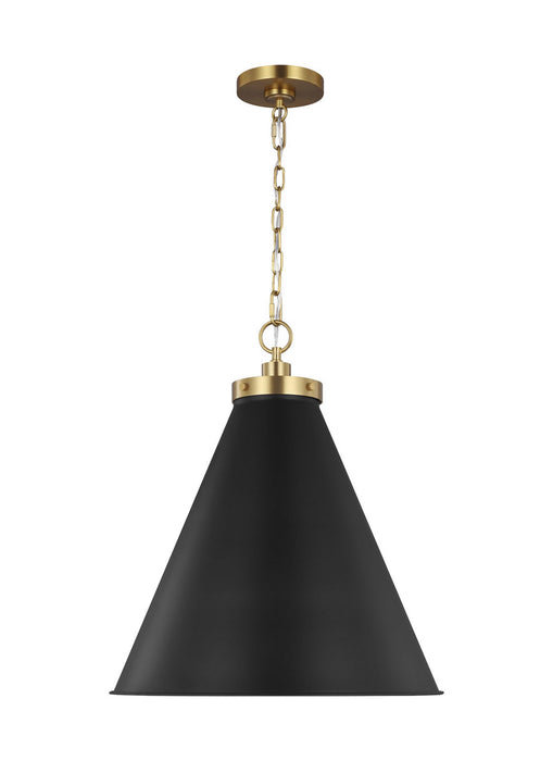 Visual Comfort Studio CP1281MBKBBS One Light Pendant, Midnight Black and Burnished Brass