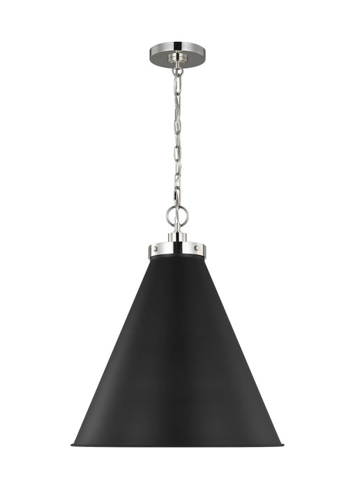 Visual Comfort Studio CP1281MBKPN One Light Pendant, Midnight Black and Polished Nickel