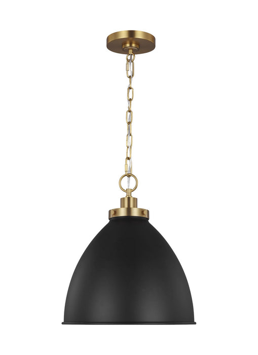 Visual Comfort Studio CP1291MBKBBS One Light Pendant, Midnight Black and Burnished Brass