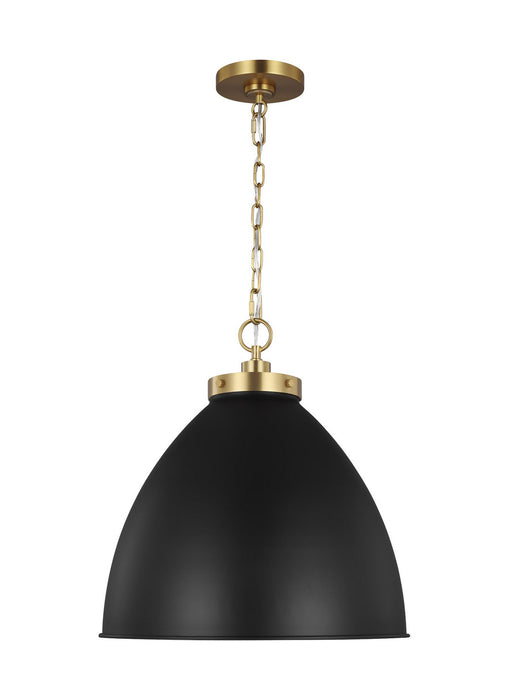 Visual Comfort Studio CP1301MBKBBS One Light Pendant, Midnight Black and Burnished Brass