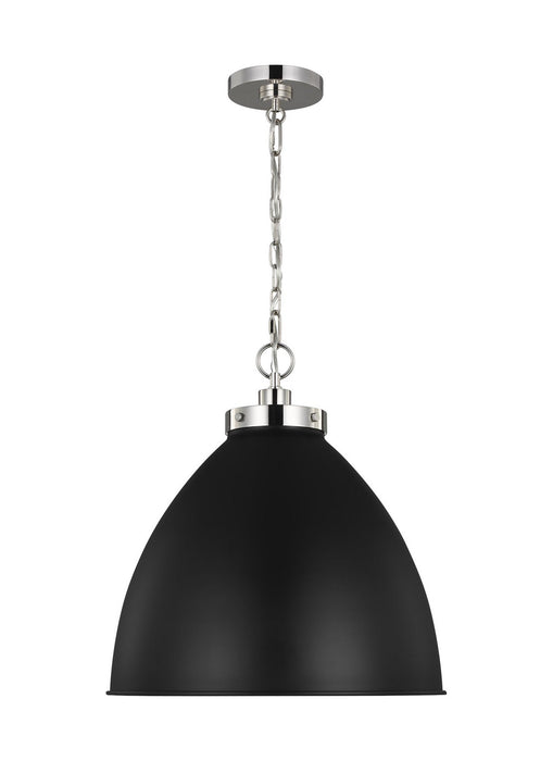 Visual Comfort Studio CP1301MBKPN One Light Pendant, Midnight Black and Polished Nickel