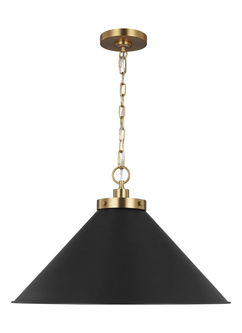 Visual Comfort Studio CP1311MBKBBS One Light Pendant, Midnight Black and Burnished Brass