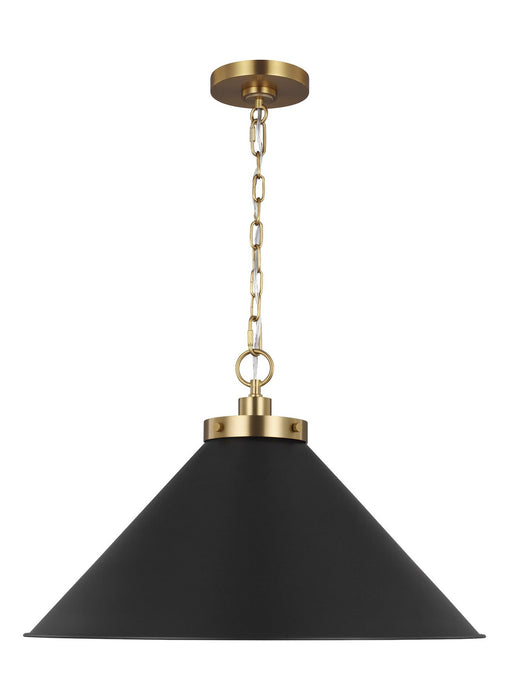 Visual Comfort Studio CP1311MBKBBS One Light Pendant, Midnight Black and Burnished Brass