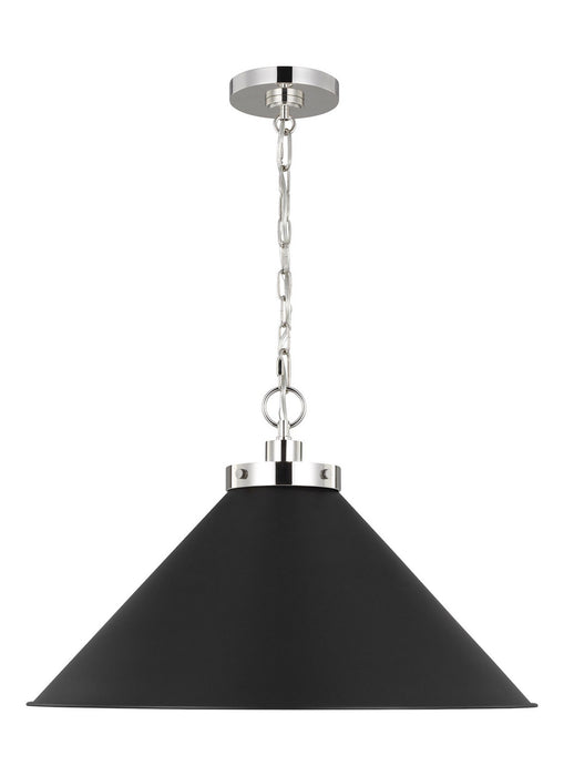 Visual Comfort Studio CP1311MBKPN One Light Pendant, Midnight Black and Polished Nickel