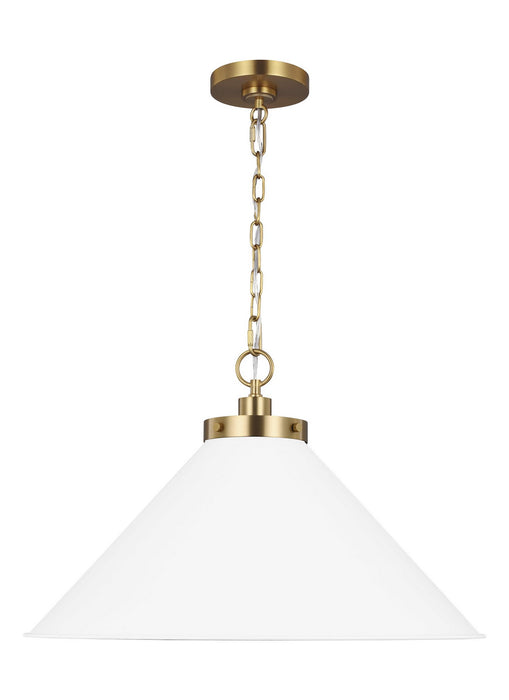 Visual Comfort Studio CP1311MWTBBS One Light Pendant, Matte White and Burnished Brass