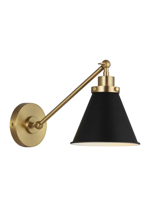 Visual Comfort Studio CW1121MBKBBS One Light Wall Sconce, Midnight Black and Burnished Brass