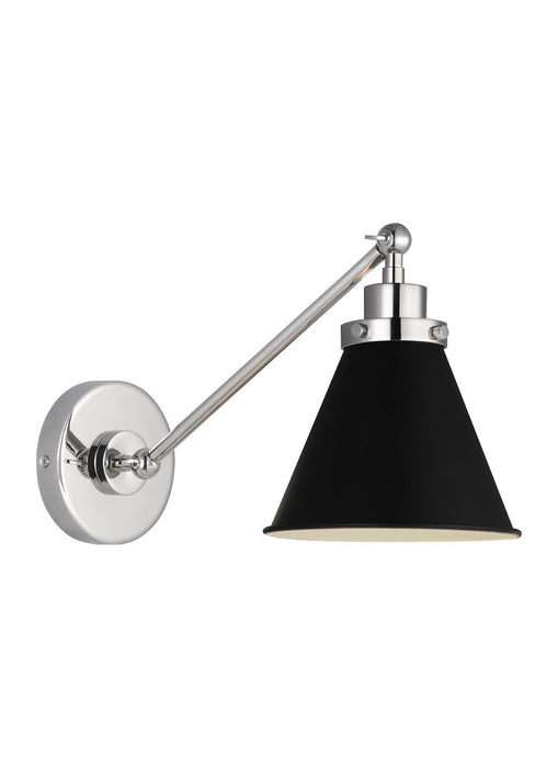 Visual Comfort Studio CW1121MBKPN One Light Wall Sconce, Midnight Black and Polished Nickel