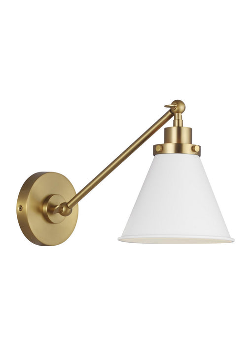 Visual Comfort Studio CW1121MWTBBS One Light Wall Sconce, Matte White and Burnished Brass