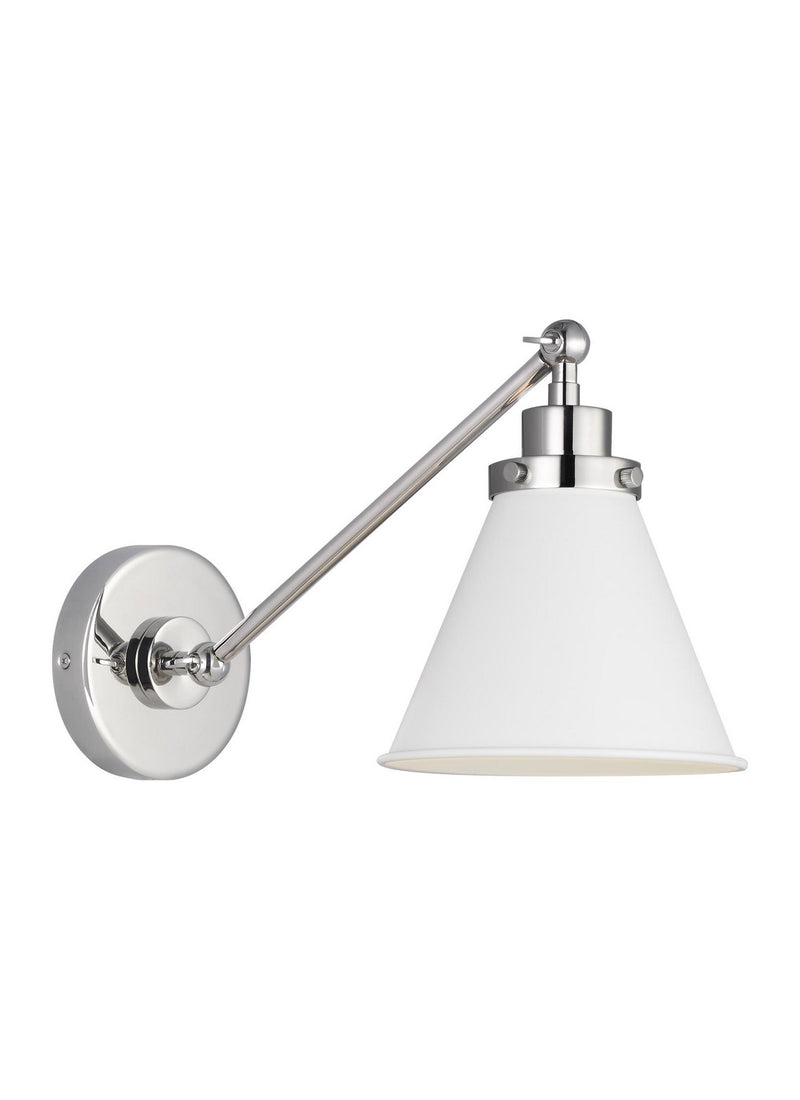 Visual Comfort Studio CW1121MWTPN One Light Wall Sconce, Matte White and Polished Nickel