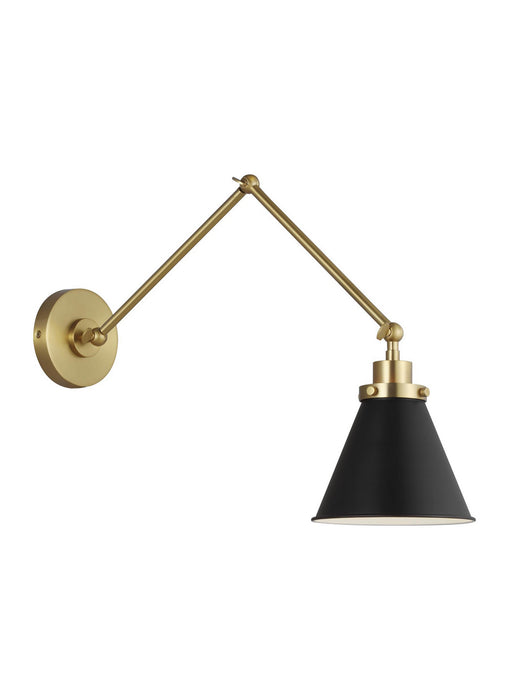 Visual Comfort Studio CW1151MBKBBS One Light Wall Sconce, Midnight Black and Burnished Brass