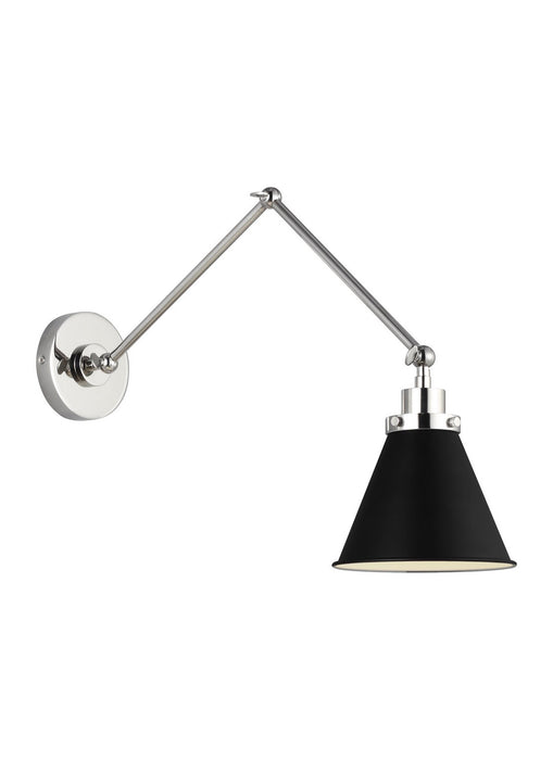 Visual Comfort Studio CW1151MBKPN One Light Wall Sconce, Midnight Black and Polished Nickel