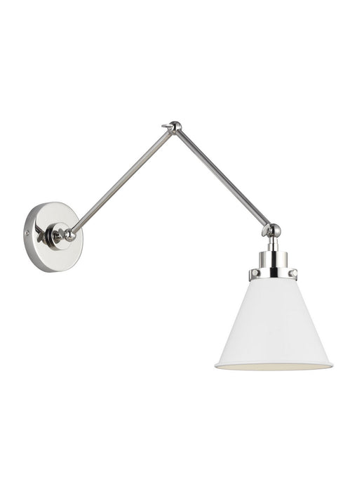 Visual Comfort Studio CW1151MWTPN One Light Wall Sconce, Matte White and Polished Nickel