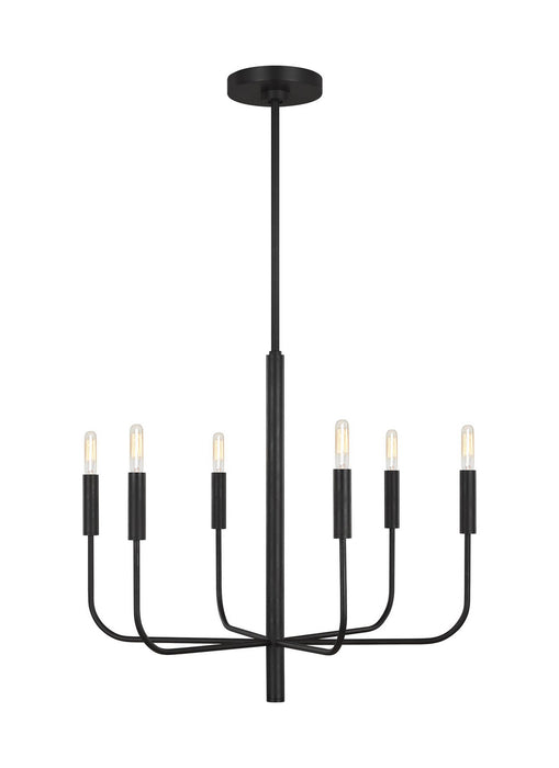 Visual Comfort Studio EC1006AI Six Light Chandelier, Aged Iron
