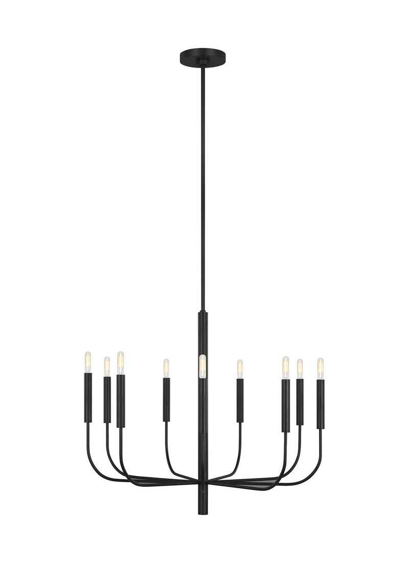 Visual Comfort Studio EC1009AI Nine Light Chandelier, Aged Iron