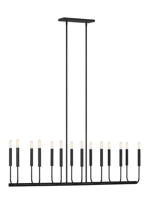 Visual Comfort Studio EC10614AI 14 Light Linear Chandelier, Aged Iron