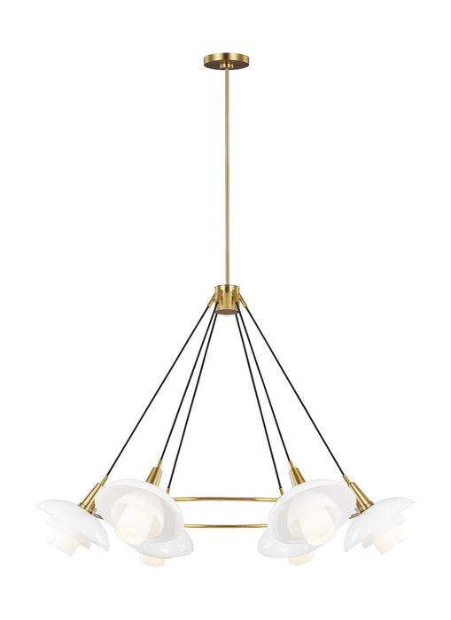 Visual Comfort Studio EC1226BBS Six Light Chandelier, Burnished Brass