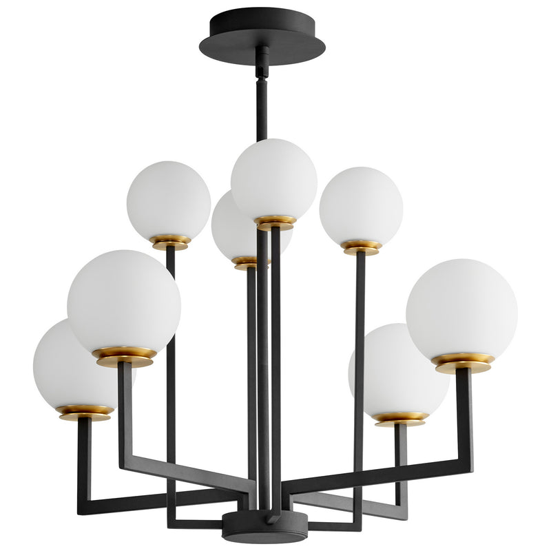 Quorum 3-28-1540 LED Chandelier, Black|Aged Brass