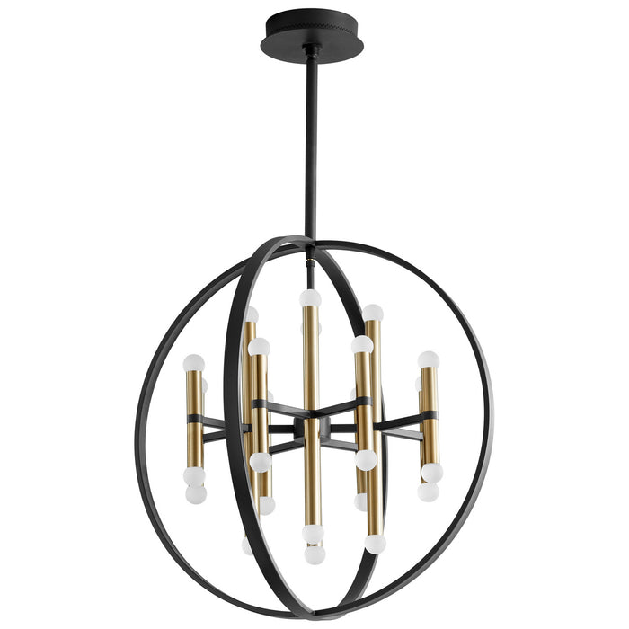 Oxygen 3-684-1540 LED Chandelier, Black W/ Aged Brass