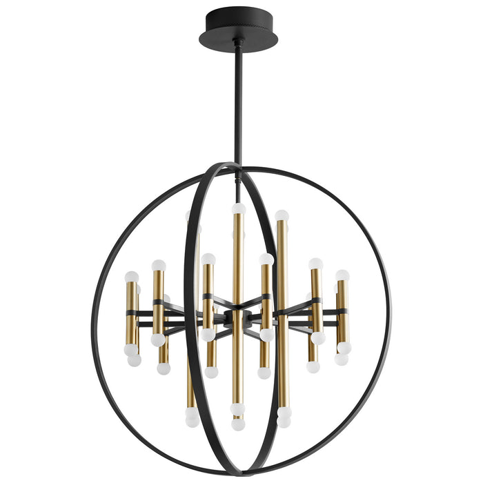 Oxygen 3-685-1540 LED Chandelier, Black W/ Aged Brass