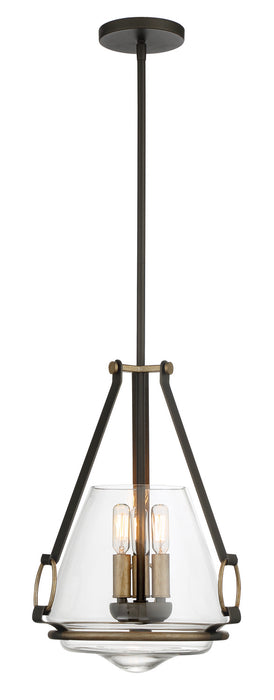 Minka-Lavery 3903-107 Three Light Pendant/Semi Flush Mount, Smoked Iron W/Aged Gold