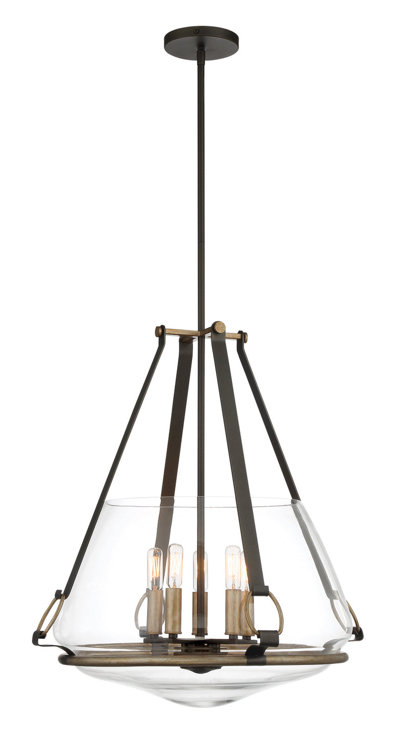 Minka-Lavery 3905-107 Five Light Pendant/Semi Flush Mount, Smoked Iron W/Aged Gold