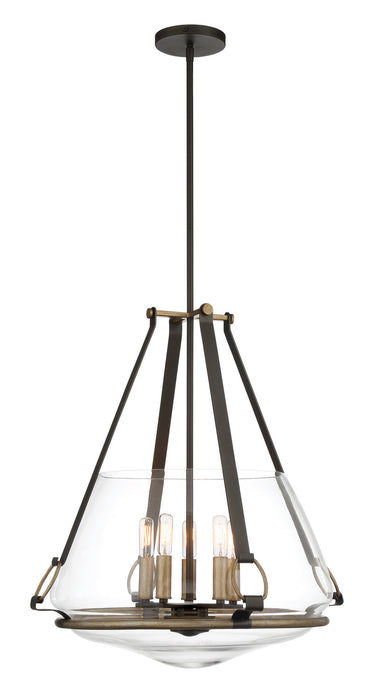 Minka-Lavery 3905-107 Five Light Pendant/Semi Flush Mount, Smoked Iron W/Aged Gold
