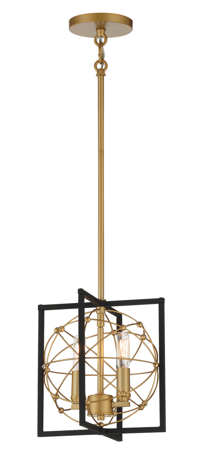 Minka-Lavery 3912-707A Two Light Mini Pendant, Sand Coal W/ Painted Honey Gol
