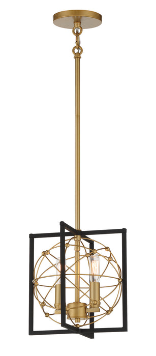 Minka-Lavery 3912-707A Two Light Mini Pendant, Sand Coal W/ Painted Honey Gol