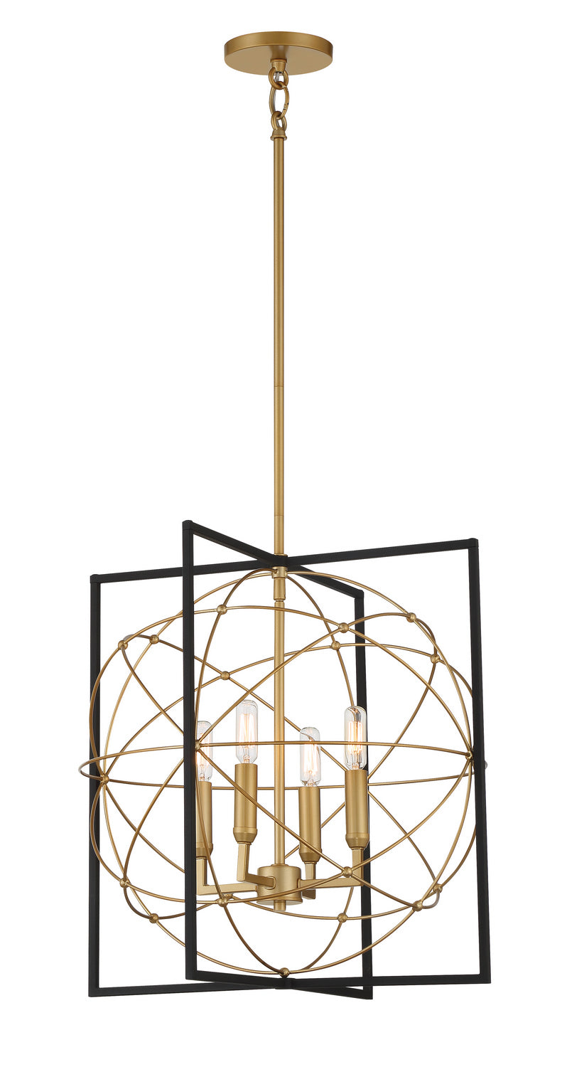 Minka-Lavery 3914-707A Four Light Pendant, Sand Coal W/ Painted Honey Gol