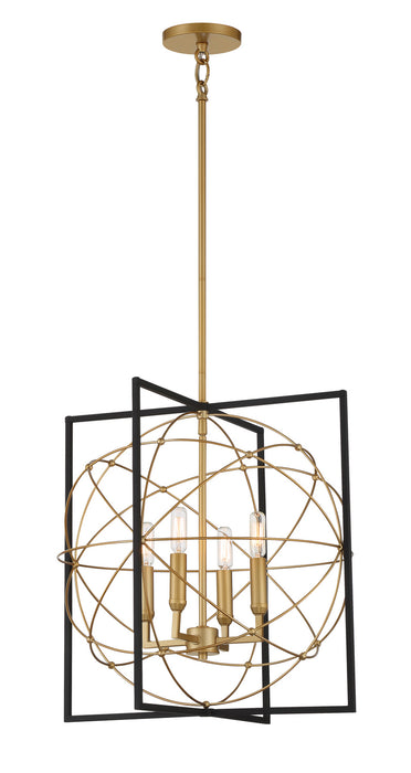 Minka-Lavery 3914-707A Four Light Pendant, Sand Coal W/ Painted Honey Gol