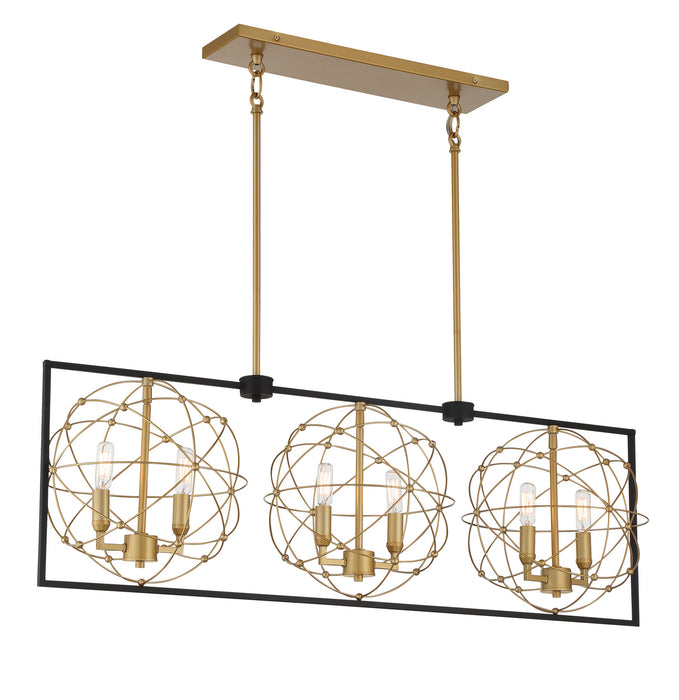 Minka-Lavery 3917-707A Six Light Pendant, Sand Coal W/ Painted Honey Gol