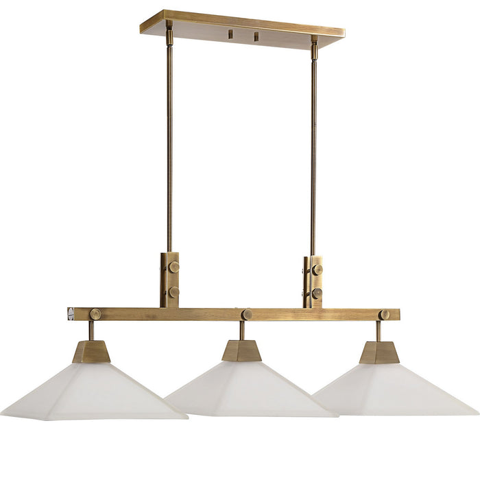 Uttermost 21346 Three Light Linear Chandelier, Aged Brass