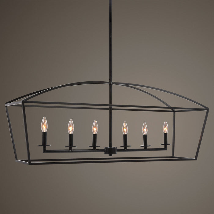 Uttermost 21348 Six Light Linear Chandelier, Deep Weathered Bronze