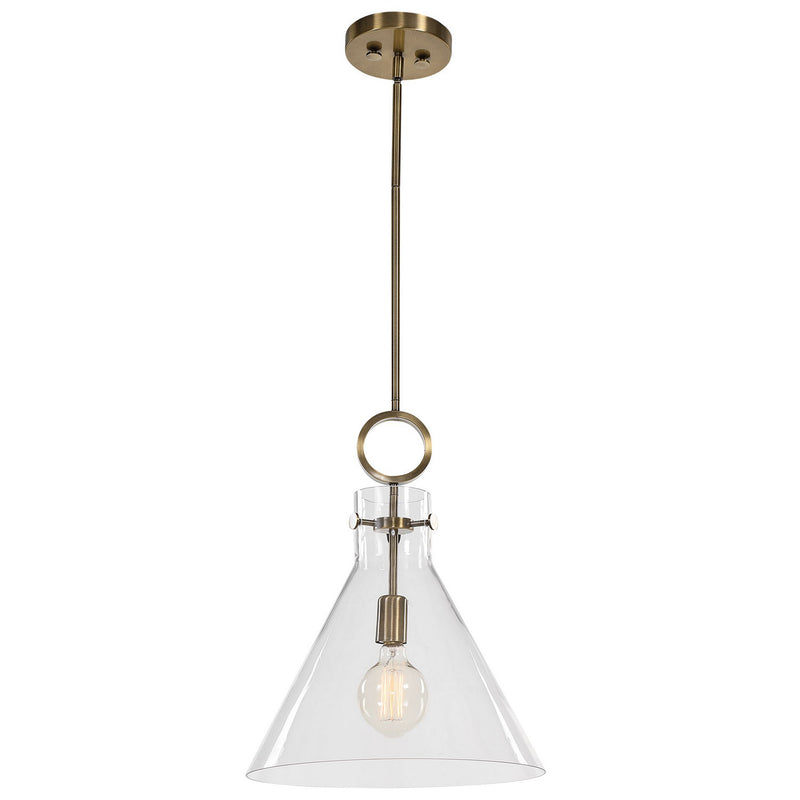 Uttermost 21548 One Light Pendant, Aged Brass