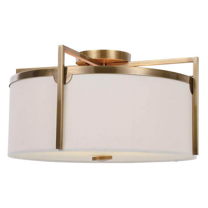 Uttermost 22283 Three Light Semi Flush Mount, Antique Brass