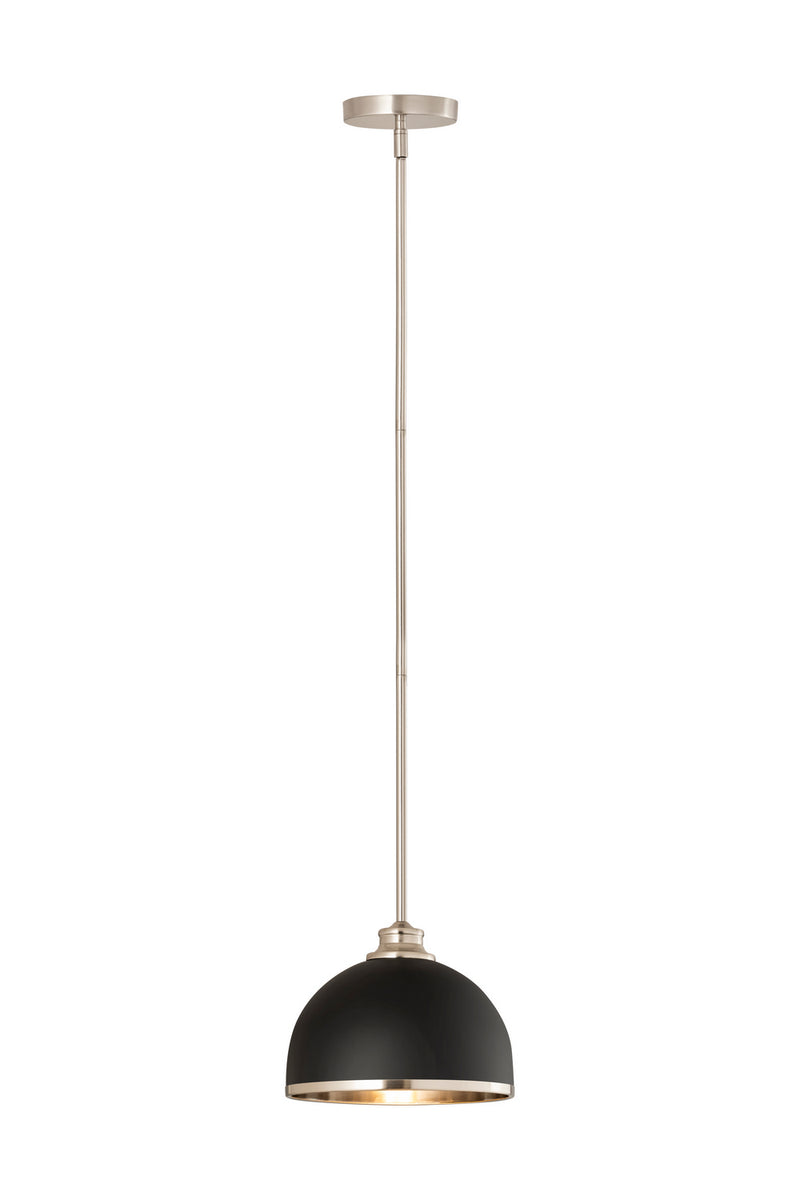 Z-Lite 1004P10-MB-BN One Light Pendant, Matte Black + Brushed Nickel