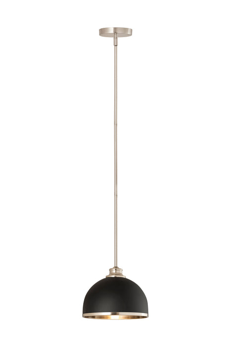 Z-Lite 1004P10-MB-BN One Light Pendant, Matte Black + Brushed Nickel