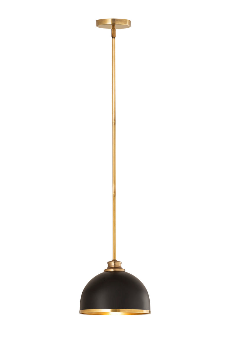 Z-Lite 1004P10-MB-RB One Light Pendant, Matte Black + Rubbed Brass