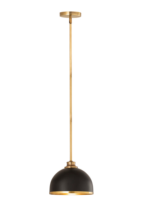 Z-Lite 1004P10-MB-RB One Light Pendant, Matte Black + Rubbed Brass